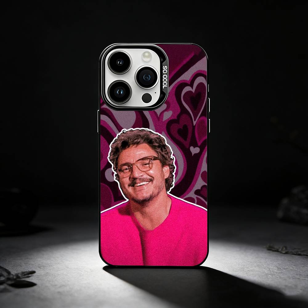 Pedro Pascal Phone Case For iPhone 17,16,15,14,13,12,11 Plus,Pro Max,XS,Colored Silver Phone Case