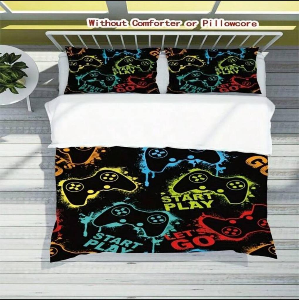 Game Console Digital Print Down Quilt Set - Polyester - Bedroom Decoration -1 Bedspread +2 Pillowcases (No Pillow Core)