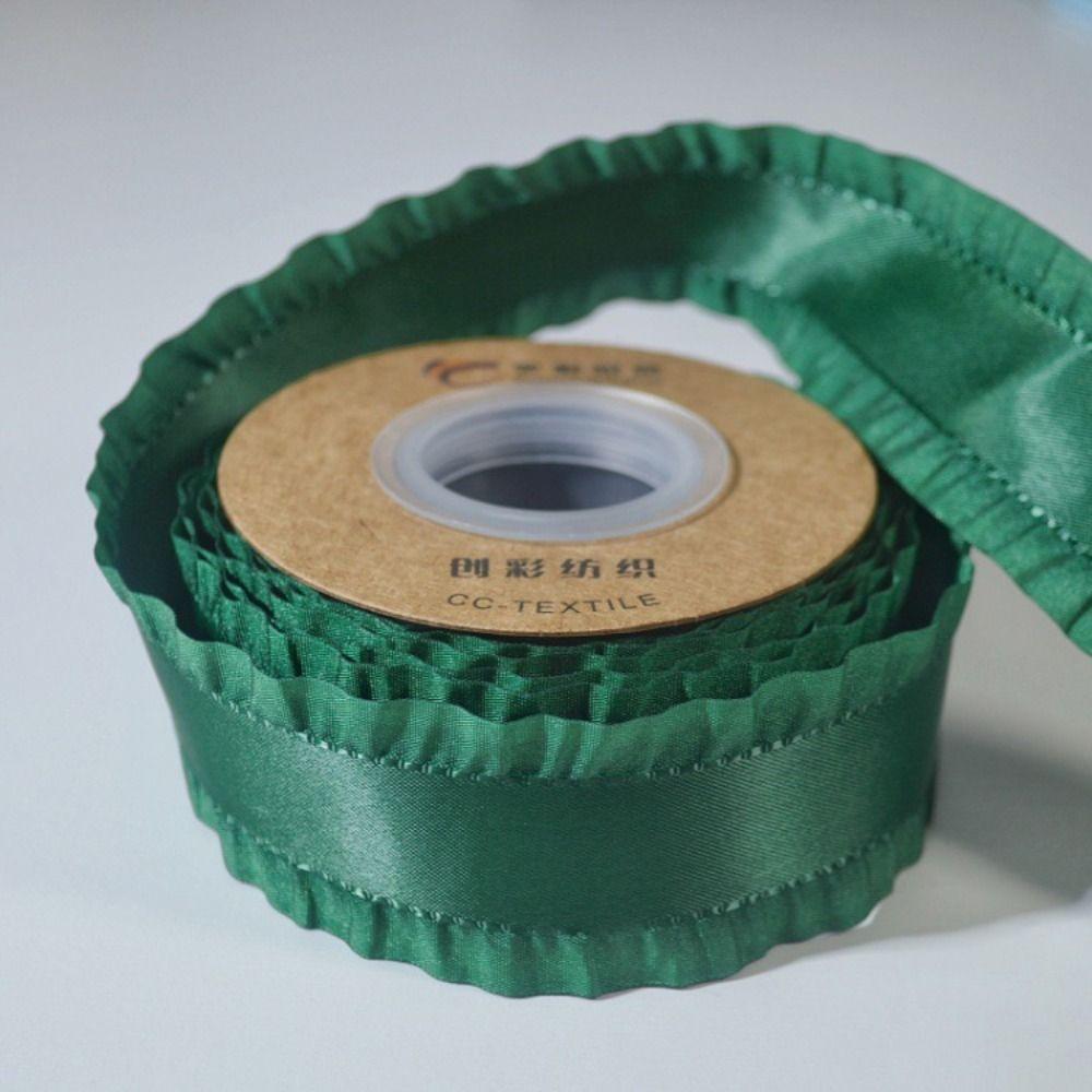5yards Polyester Ruffles Edge Satin Ribbon Skirt Edge Woven Band  For DIY Hair Garment Accessories