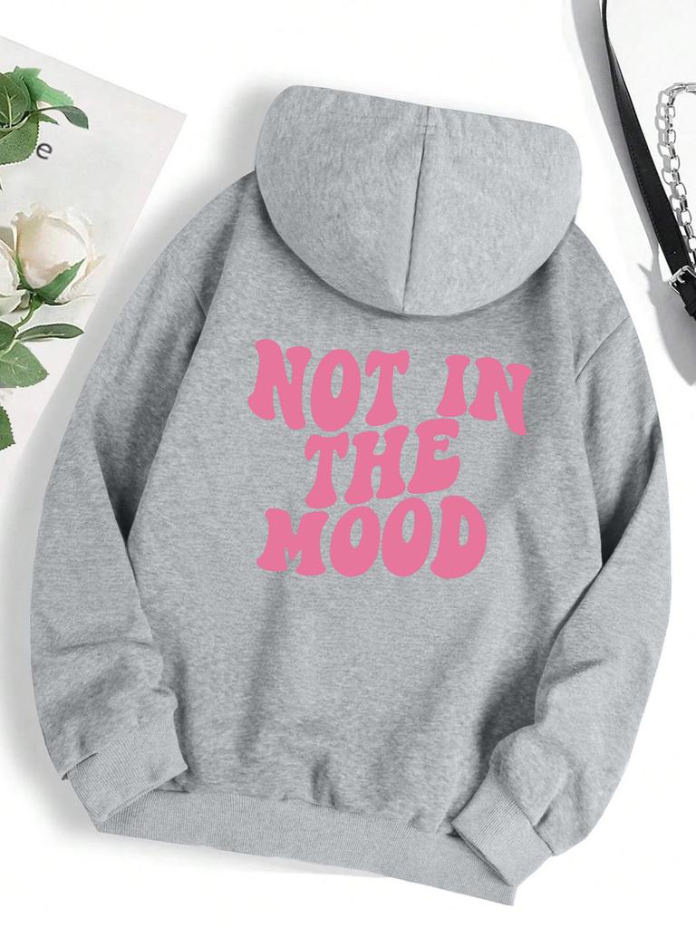 Not In The Mood Persönlichkeitsbrief Weibliche Hoodies Persönlichkeit Lose Hoodie Herbst Warme Fleece Hoody Harajuku Street Pullover