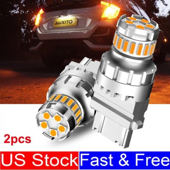 2x AUXITO 4157 3157 3156 Amber LED Turn Signal Light Bulbs CANBUS Error Free