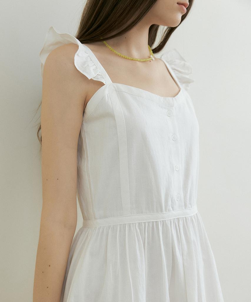 Riorg Fra Lace Frill Sleeveless Mini Ops White