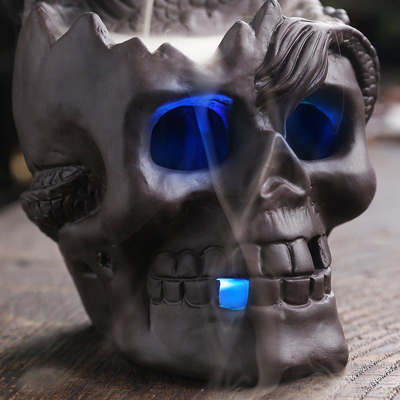 Zisha Skull Halloween Backflow Incense Burner - European Style Home Gift Ornament