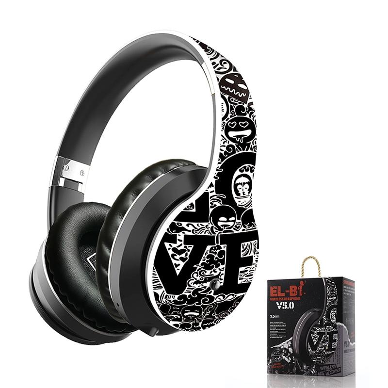 Wireless Bluetooth Headphones Over Ear Headest Graffiti Design