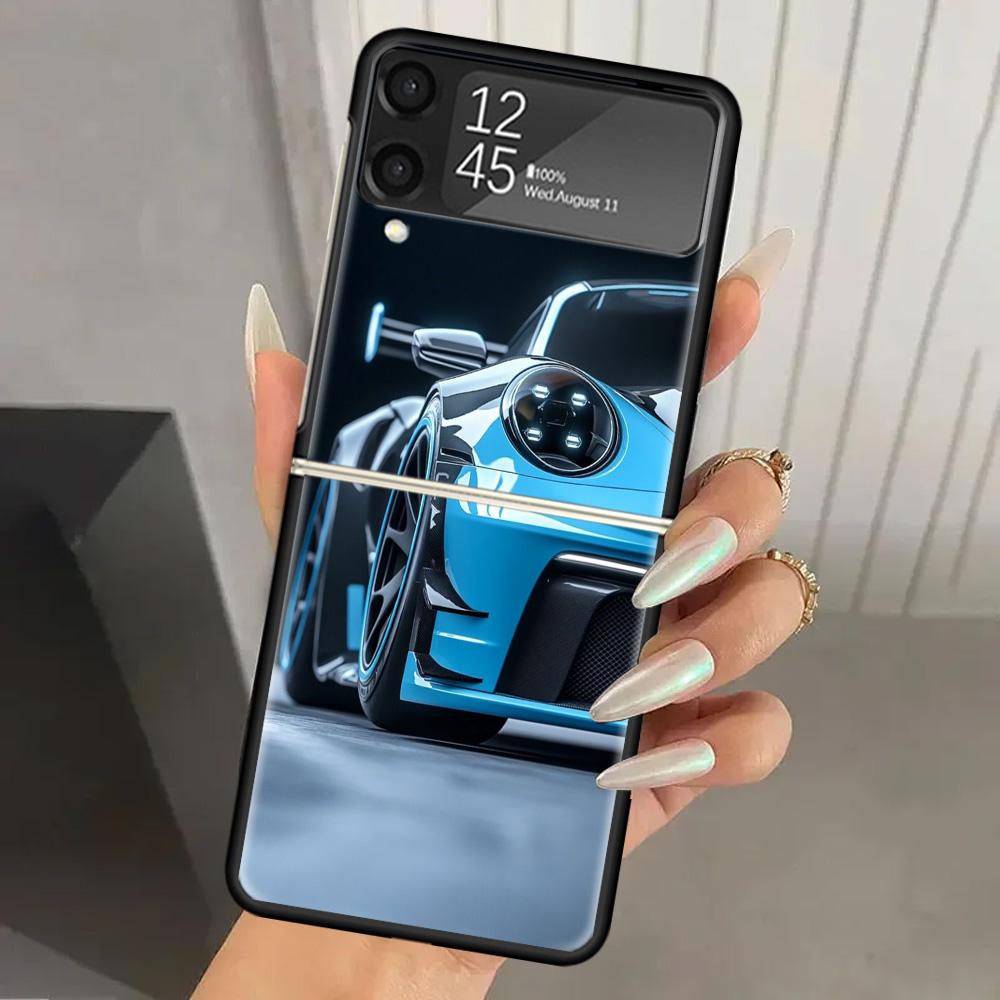 

Sports Car 911 Hard PC Phone Case For Samsung Galaxy Z Flip 7 6 5 4 3 Black ZFlip7 ZFlip6 Flip5 Flip4 Flip3 5G Print Cover Samsung Z Flip 5