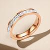Stainless Steel Ring with Star-Inlaid Diamonds, Fade-Resistant, Titanium Finish