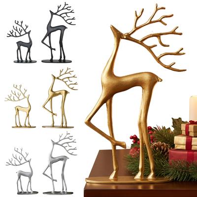 Christmas Reindeer Decor Resin Xmas Figurines Modern Christmas Decor Reindeer Figurine Elk Statue Elegant Indoor Holiday Decor