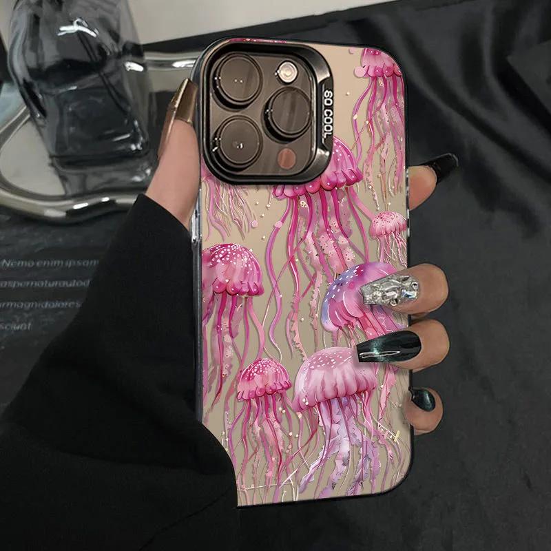 Rosa Quallen Handyhülle Für IPhone 16 16E 15 14 13 12 11 Pro Max Transparente Hülle Für Iphone 16 16E 15 14 13 12 11 Hülle