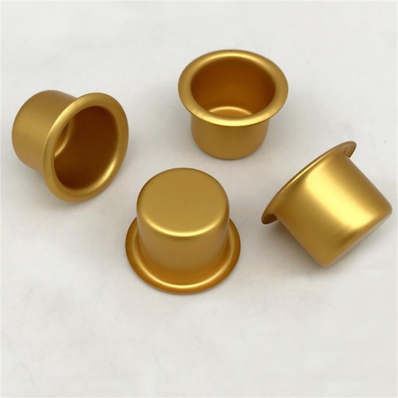 Festliche Goldene Aluminium Kerzenbecher Kerzenständer Einsätze Halter Tropfschalen Sicher für Zuhause Feiertags-Party Dekoration