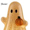 Battery Operated Lamp Cracked Ghost Figurine Light, Halloween Table Centerpiece, LED Light-up Party Centerpiece Holding Pumpkin Ornament for