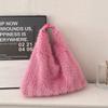 Autumn and Winter New Fashion Macaroon Women's Shoulder Bags Fluffy Long Plush High Capacity Armpit Bags Foreign Style Female Portable Large Tote Bags