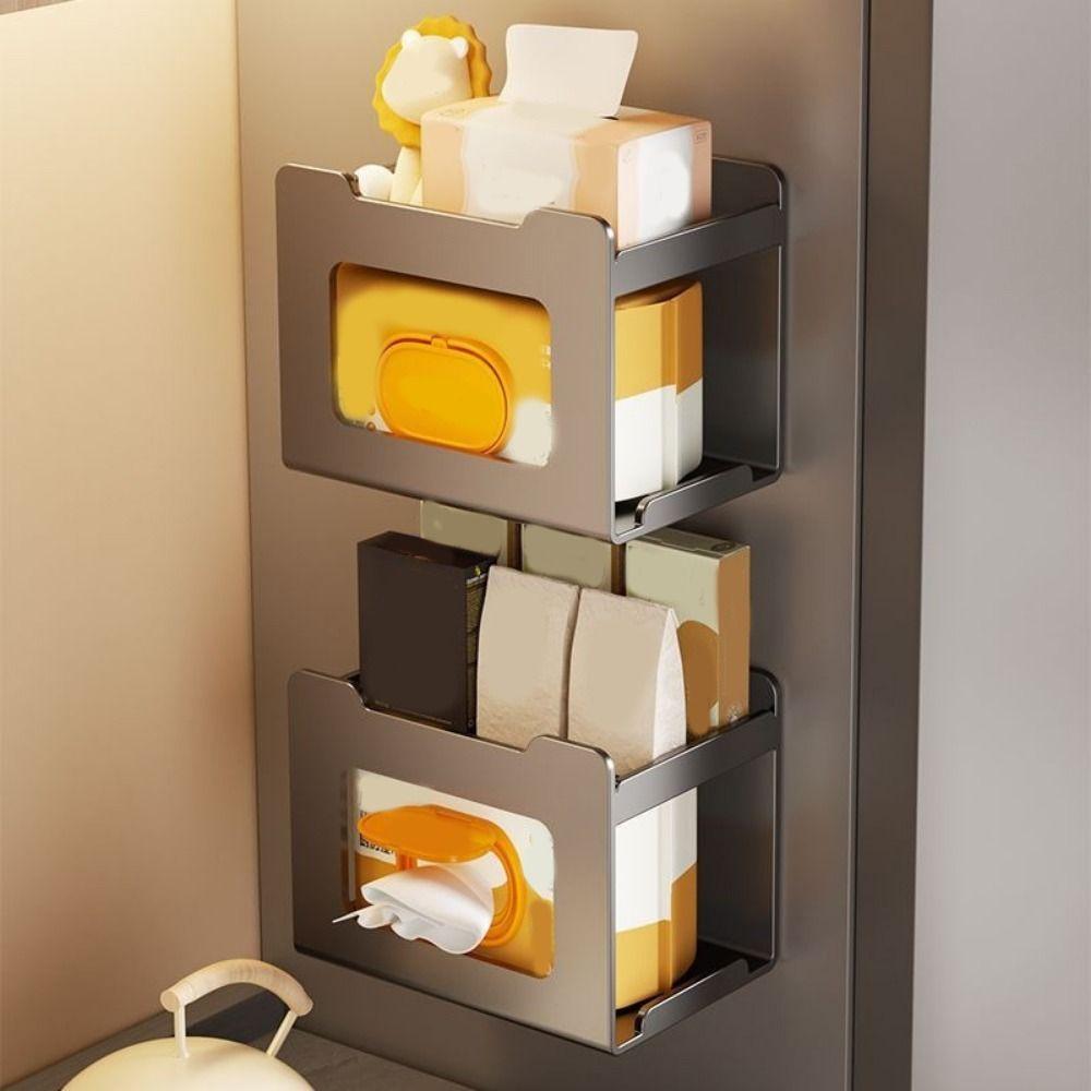 Carbon Steel Magnetic Storage Box Punch Free Facial Towel Storage Rack  Kitchen