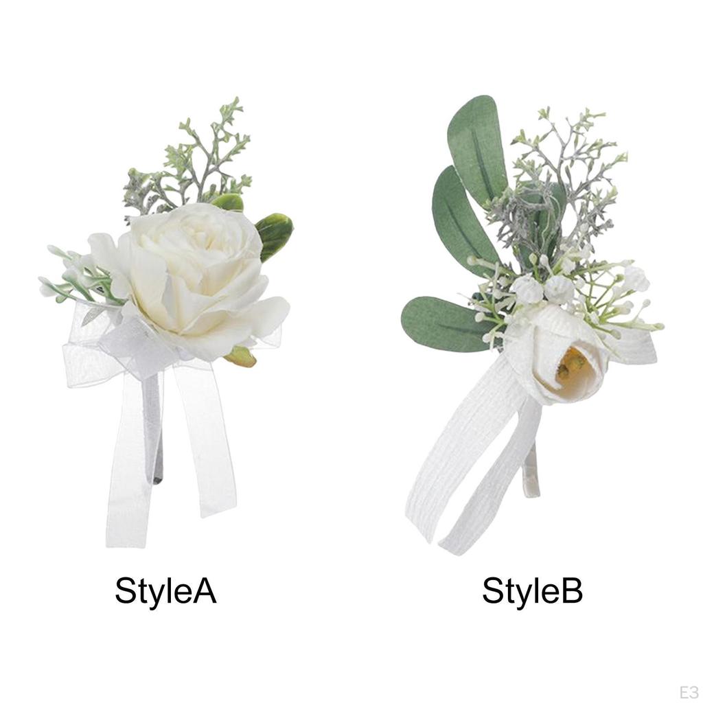 Elegant Ribbon Boutonniere with Clip - Stylish Suit Accessories for Special Occasions