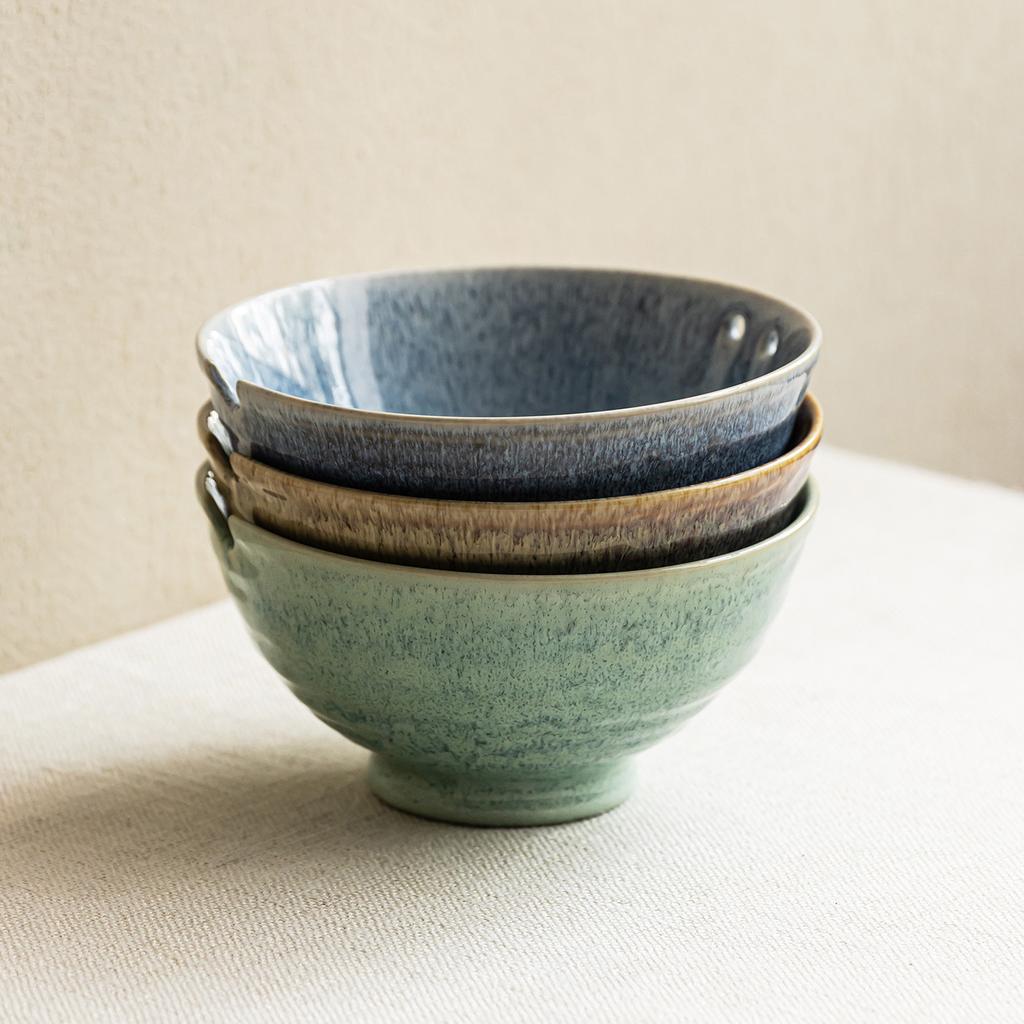 Retro Gradual Change Salad Bowl Ceramic Bowl Household High Value Tableware Bowl Notch Design Round Noodle Bowl Vegetable Bowl