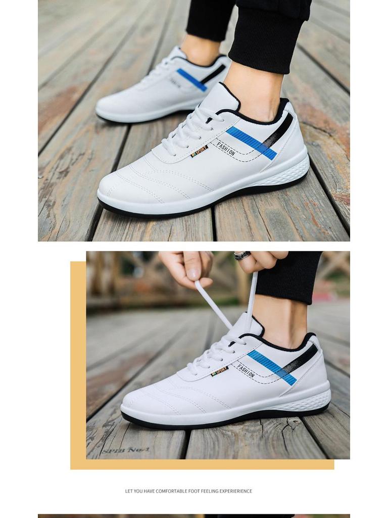 2024 Spring Men's Korean Style Lightweight Leather Casual Running Shoes - Wear-resistant, Low-top Design