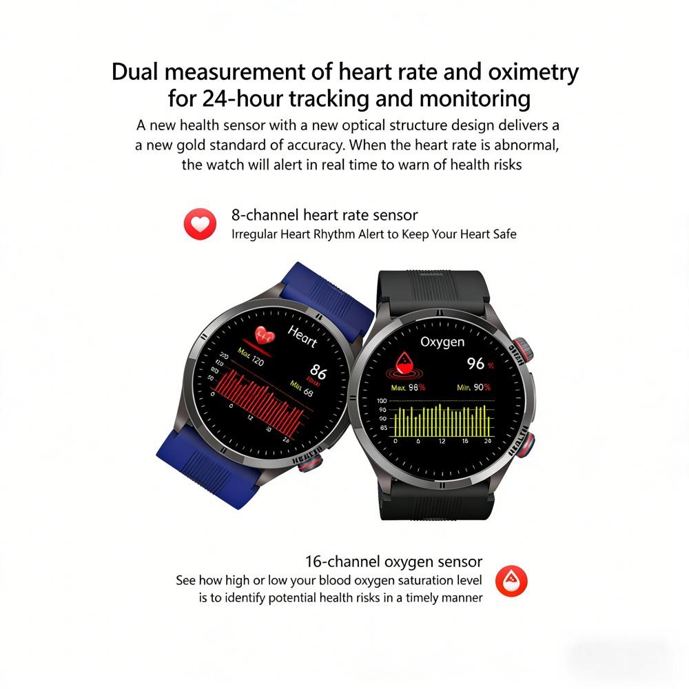 SACOSDING Nové chytré hodinky pro muže, ženy, typ vzduchové pumpy a airbagu, test krevního tlaku, 1,43palcový AMOLED displej EKG, volání přes Bluetooth