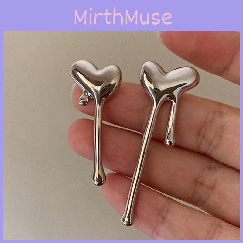 Stylish Silver Alloy Heart And Teardrop Earrings Trendy Geometric Shapes