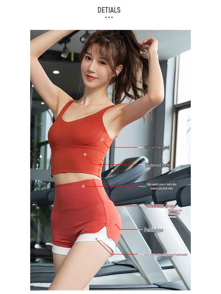Vibrant Colorblock High-Waist Hip Lift Peach Yoga Suit for Women