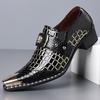 Men's crocodile pattern leather shoes iron head dress shoes men's large size leather shoes