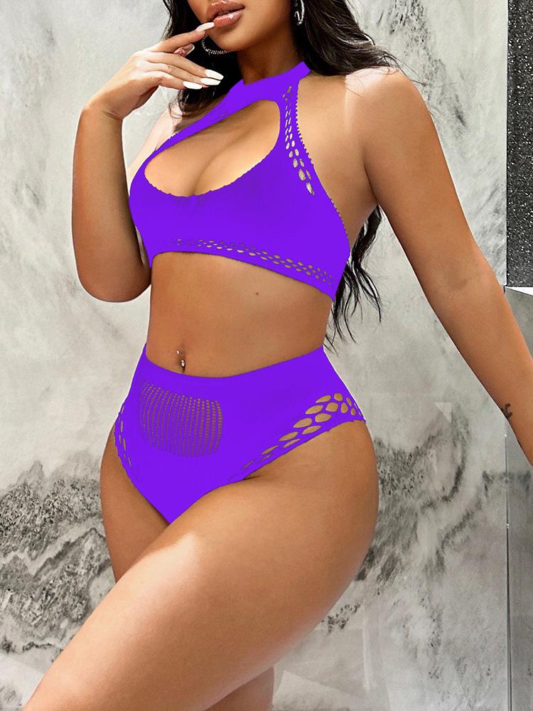 Elegant European & American Mesh Garter Fishnet See-through Bikini - Style K232.