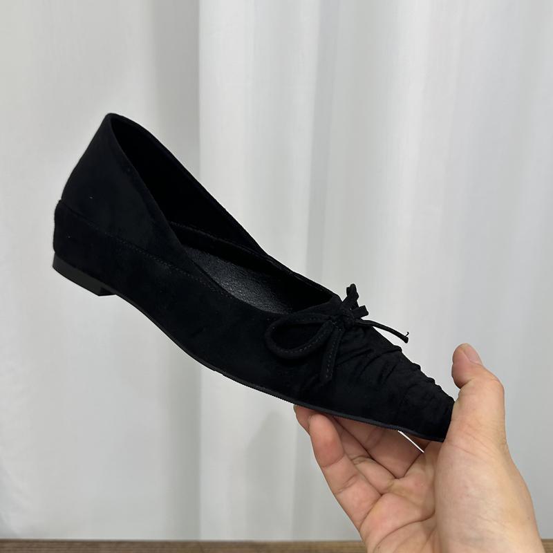 

Fashion SUOJIALUN New Brand Women Flat Shoes Fashion Pointed Toe Pleated Shallow Slip On Single Shoes Increases Internal Dress Boat Shoe 35