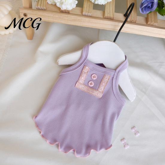 Pet Hair Reduction Shirt Ribbed Sleeveless Dog T-Shirt, Breathable Girl Vest Shirt, Soft Fabric Top Summer Puppy Outfit for Small Dogs Bichon