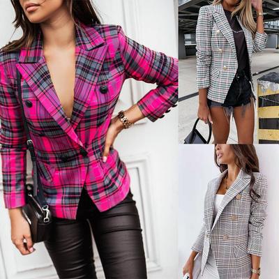 Women's Autumn New Style Loose Temperament Plaid Suit Jacket Women's Suit Top