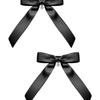 VVV [SET] Satin Mid Ribbon Hair Clip Pin _ Black