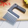 Crinkle Cutter Blade Waffle Fry Cutter Stainless Steel Vegetable Potato Wavy Chopper Knife French Fry Slicer for Carrot Onion