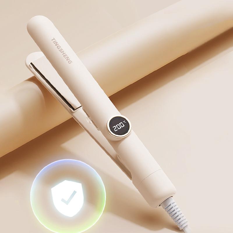 

1PC splint hair straightener, curling and straightening dual-purpose negative ion straightening LCD curling iron bangs, splint setting бежевий