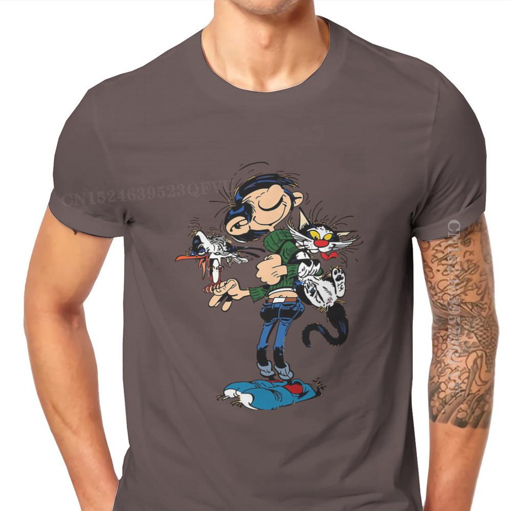 Gaston Lagaffe Comics Cotton TShirts The Twins Of Gambler Personalize Homme Men T Shirts Funny Tshirt Tshirt Clothing Oversized S