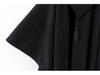 Women's Black Woolen Hooded Cloak Coat, Autumn 2022, Long Style, European American Design, with Hang Tag