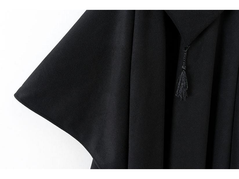 Women's Black Woolen Hooded Cloak Coat, Autumn 2022, Long Style, European American Design, with Hang Tag
