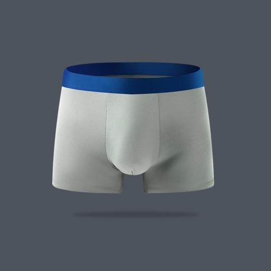 Men Boxer Underwear Elastic Mid-rise Tight Cut High Elasticity Shorts Panties Patchwork Color U-Convex Breathable Panties