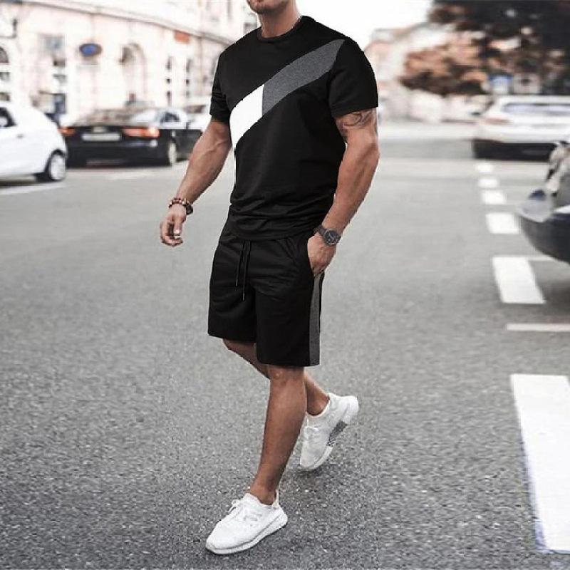 Summer Men Set New Tee Outfit Sweat Suit Tshirt For Man Sportswear Men Short Suit Casual T-Shirt+Shorts 2Piece Mens Tshirts Sets