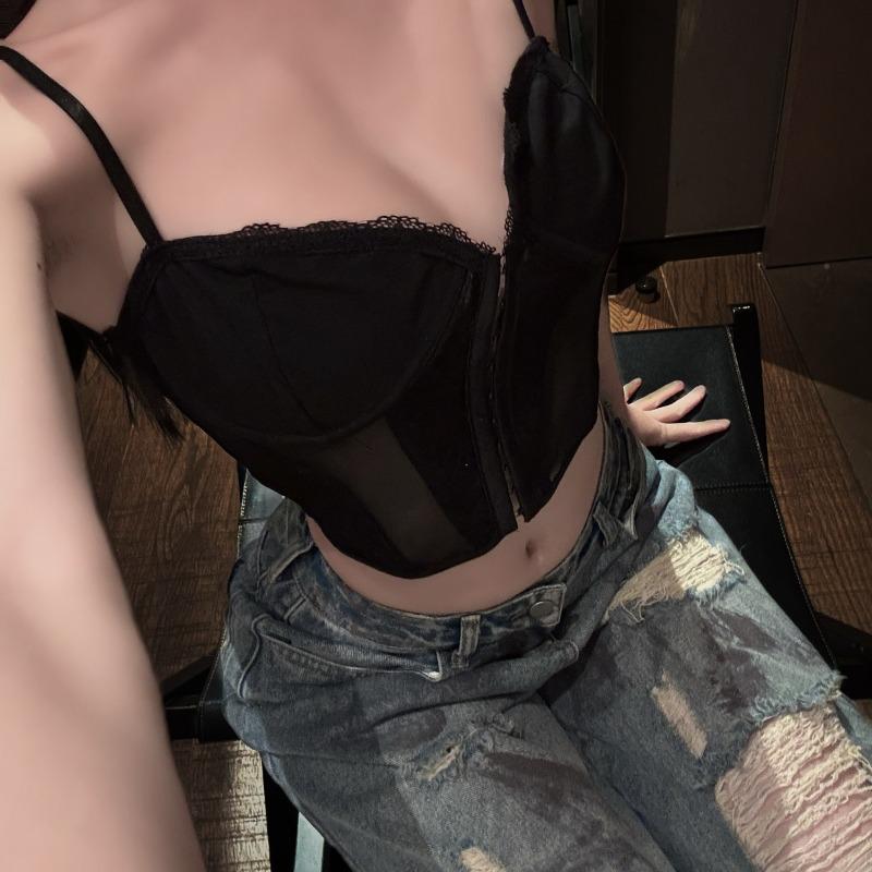 Sex Lingerie Spice Girls Black Suspender Vest Women's Fishbone Bust Waist Slim Wear Pure Lust