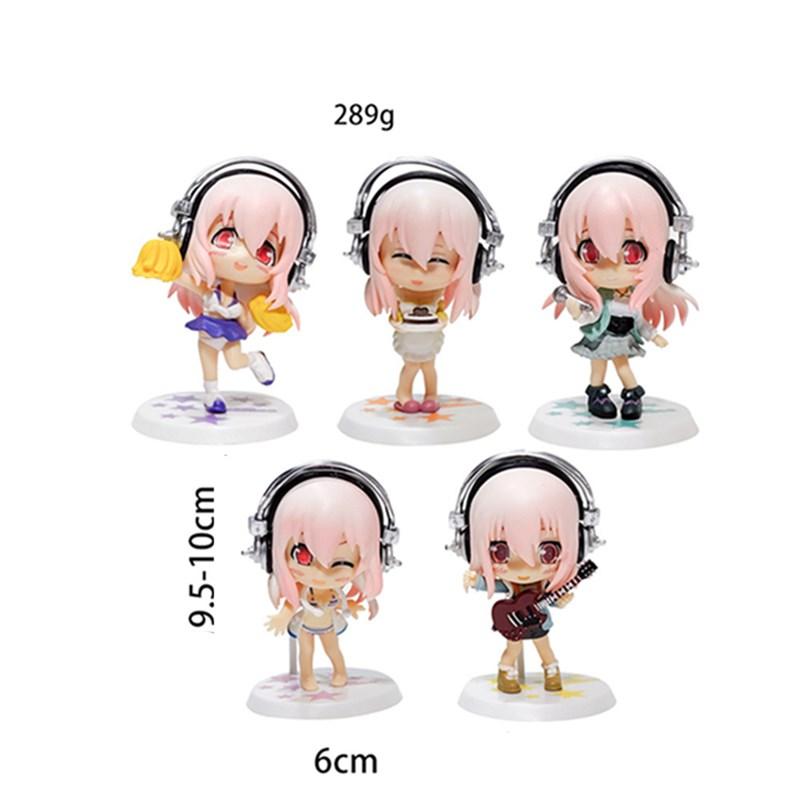 10CM Anime Figure Super Sonico Working Swimsuit Suit Chassis Q Version Model Dolls Gift Collect Boxed Ornament Toys Hobbies