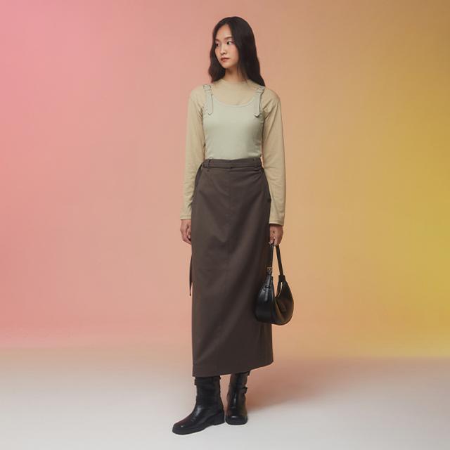 Rap Overlay Point Belted Long Skirt Aq3Ws865