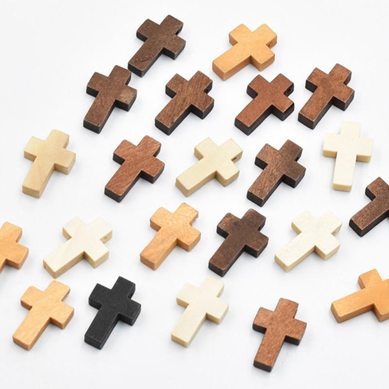 Paintable Mini Wooden Prayer Crosses Pendants,Diy Craft Charms Small Wooden Crosses with Flat Sanded Sides and Top Holes for Creative Handmade Jewelry