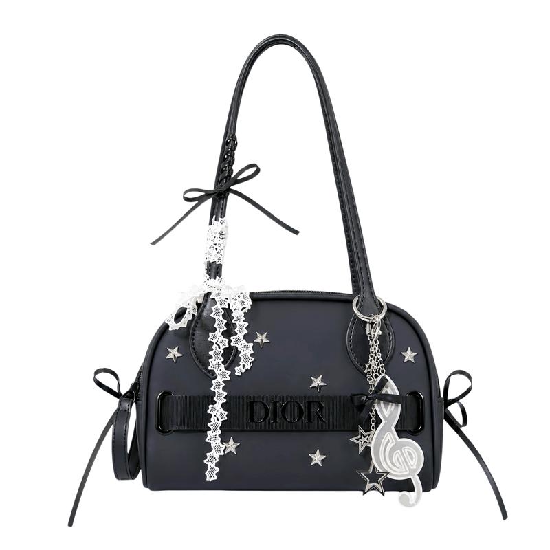 

DIOR [Customized Cosmetic Bag] Canvas Notes Feast, niche high-end, trendy, commuting, exquisite, fashionable, portable, 22.5*15*9cm білий