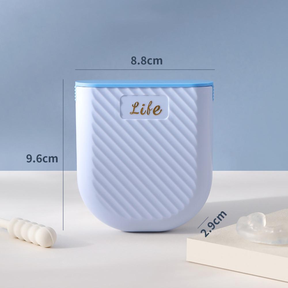 Durable Pull Out Design Invisible Braces Box Portable Mini Denture Storage Box Sealed Orthodontic Retainer Case синий