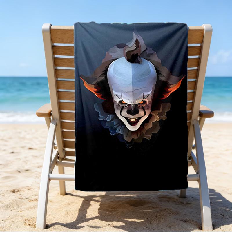 proof beach towel with a Pennywise the Dancing Clown3 pattern - soft,absorbent,quick-drying,machine washable - perfect for swimming,camping,bathing
