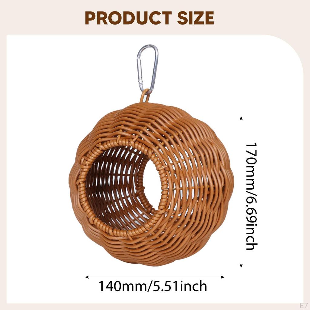Hanging Imitation Rattan Bird Nest Hammock Home Decor Gift Hand Woven Parrot House with Cushion for