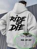 Sudadera con capucha unisex con estampado de letras "Ride Or Die" en la espalda, jersey holgado, ropa urbana americana, otoño invierno, top casual con capucha