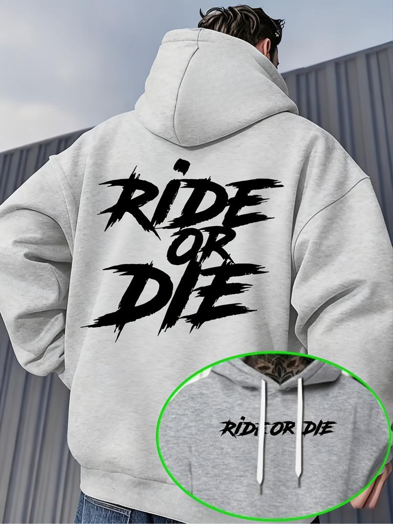 Sudadera con capucha unisex con estampado de letras "Ride Or Die" en la espalda, jersey holgado, ropa urbana americana, otoño invierno, top casual con capucha