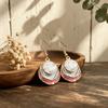 European and American popular hand-painted three-layer round cake earrings Bohemian women's temperament versatile earrings