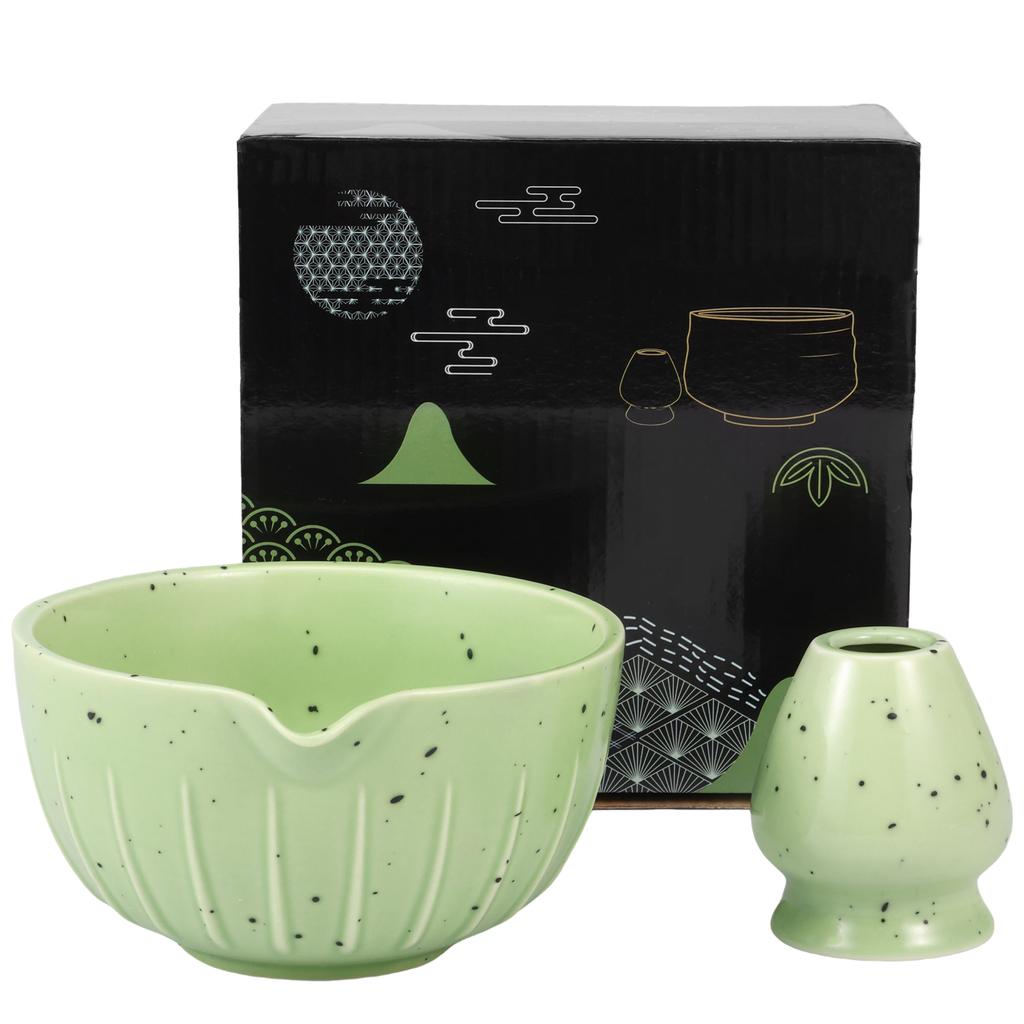 500ML Matcha Whisk Set with Spout for Tea Lover Premium Ceramic Matcha Bowl and Whisk Holder Kit for Home Camping of Tea