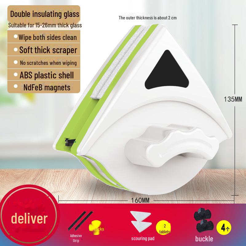 High-Rise Double-Sided Magnetic Window Cleaning Brush and Glass Wiper