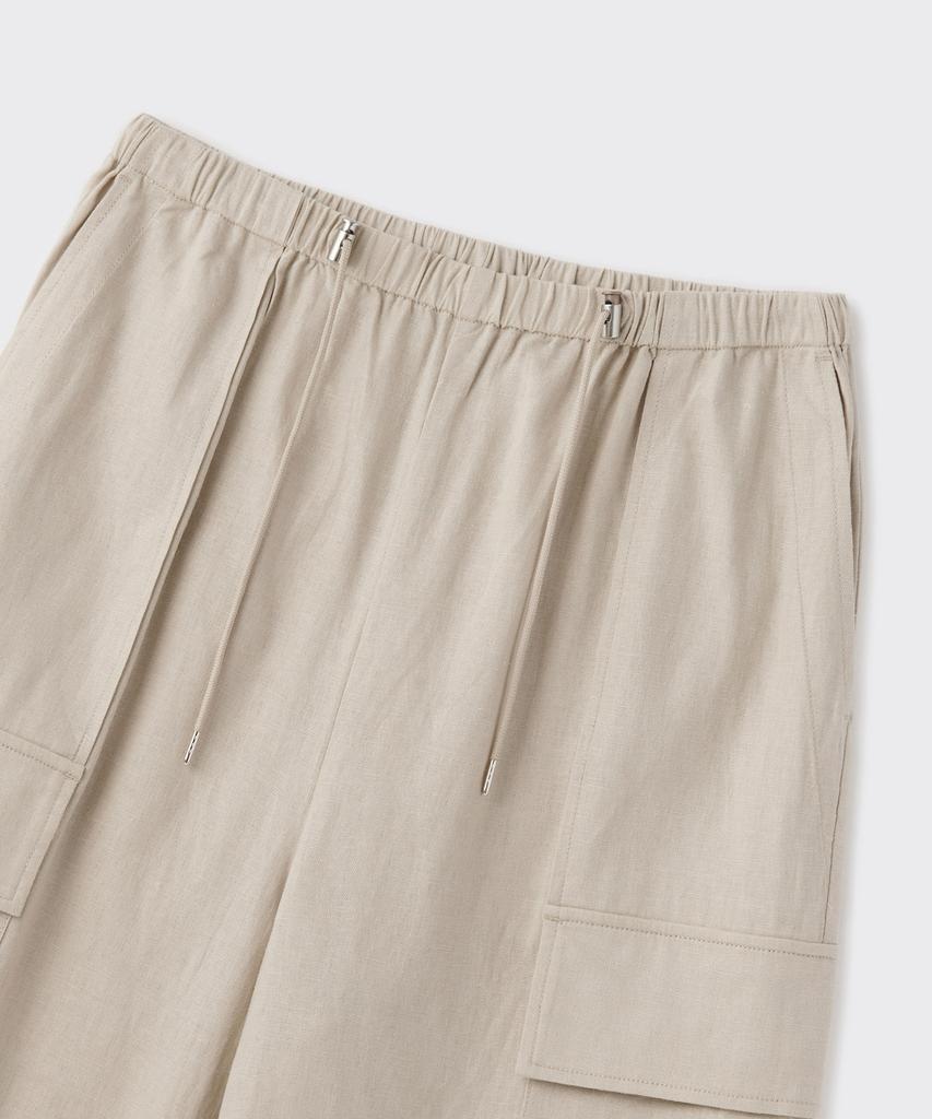 MUSINSA STANDARD WOMAN Women'S Linen Blend Wide Cargo Elastic Pants [Light Beige]