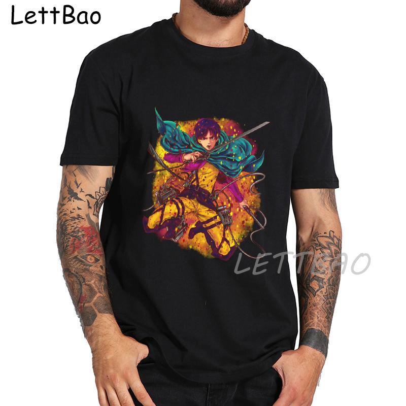 Japanese Anime Attack On Titan T Shirt Women Men Black Cotton T Shirt Cartoon Graphic Fashion